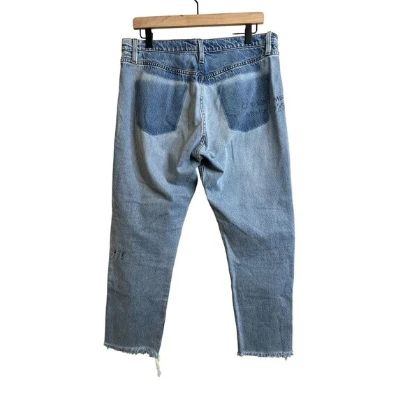 FRAME Le Slouch Caspian Graffati Scribble Print Boyfriend Jeans Size 28 Button - Picture 5 of 9